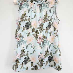 Tristan Floral Blouse - Light Blue and Pink